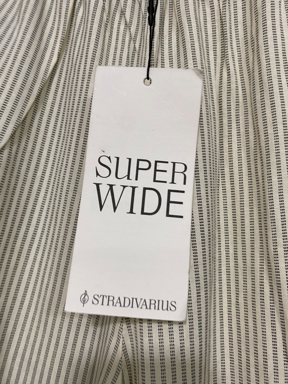 STRADIVARIUS |M| WAIST 28| A69|  BEIGE STRIPED SUPER WIDE-LEG TROUSERS