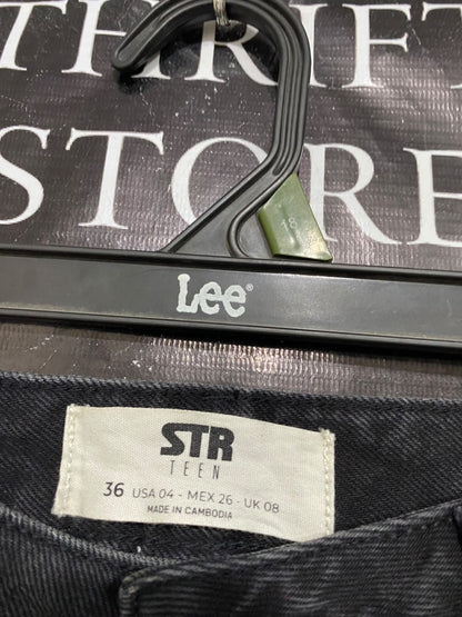 STR |M| WAIST 28| A69|   WASHED BLACK DENIM CARGO TROUSERS