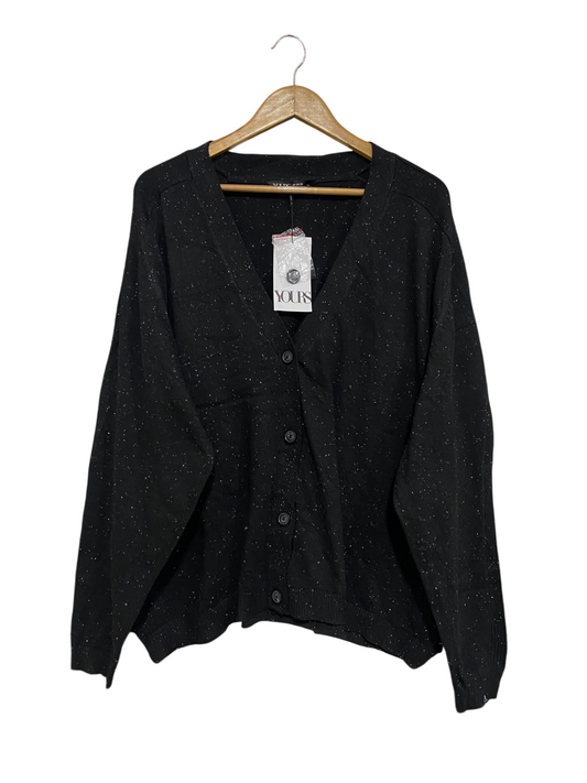 YOURS | L| BUST 30 | A70|  PLUS-SIZE BLACK SPECKLED V-NECK KNIT CARDIGAN