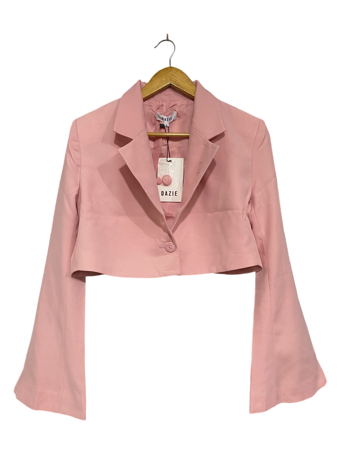 DAZIE | M| BUST 20 | A70|  PINK CROPPED TAILORED BLAZER WITH FLARED SLEEVES