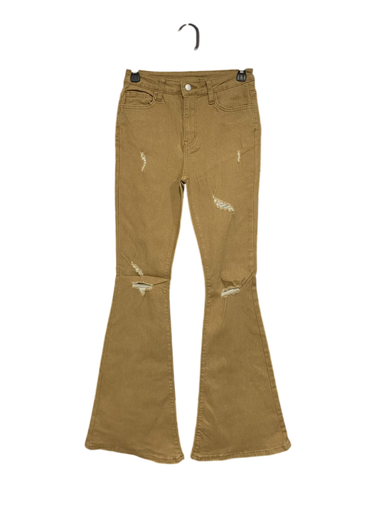 SHEIN |S | WAIST 26 | A70|  KHAKI DISTRESSED FLARED DENIM JEANS