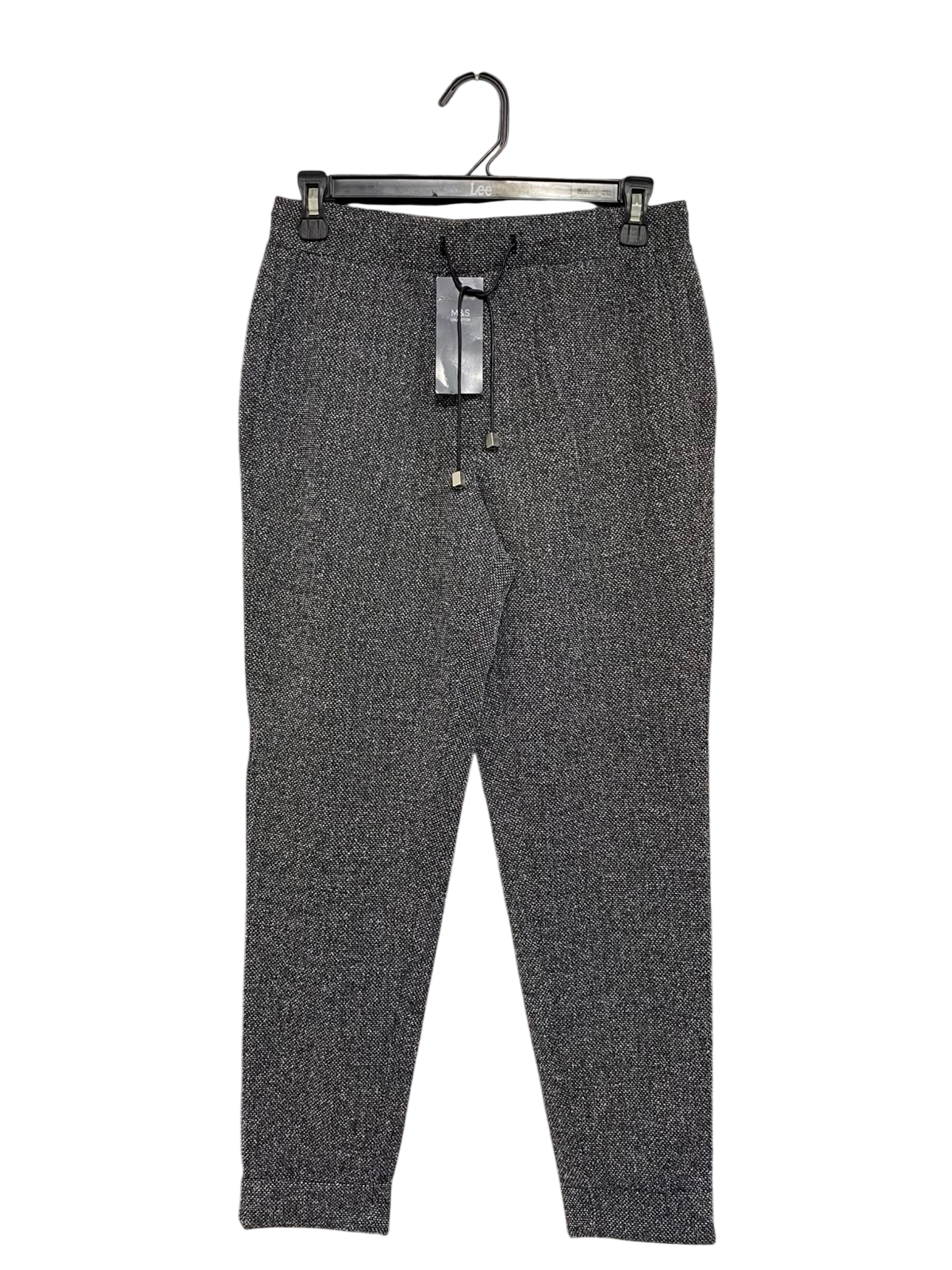 MARKS & SPENCER |S| WAIST 28| A70|  GREY TEXTURED DRAWSTRING TROUSERS