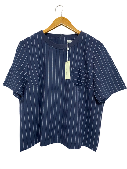 TARGET COLLECTION |L| BUST 23| A70|  NAVY PINSTRIPE SHORT-SLEEVE TOP