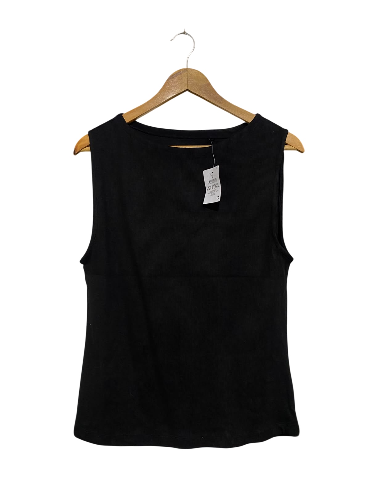 TARGET WOMAN |M| BUST 17| A70| BLACK BOAT-NECK RIBBED SLEEVELESS TANK TOP