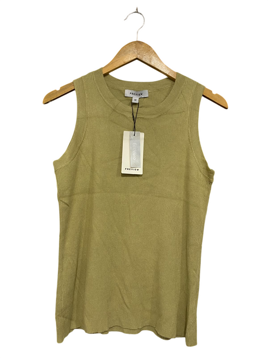 PREVIEW |M| BUST 16| A70| SAGE GREEN RIBBED CREW-NECK SLEEVELESS KNIT TOP