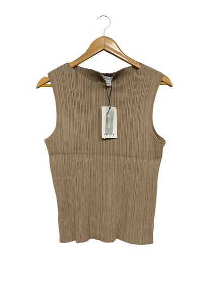 PREVIEW |XL| BUST 16| A70| BEIGE RIBBED SLEEVELESS KNIT TOP