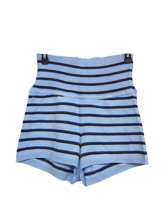 ANKO |M| WAIST 30| A70| BLUE & BROWN STRIPED HIGH-WAISTED KNIT SHORTS