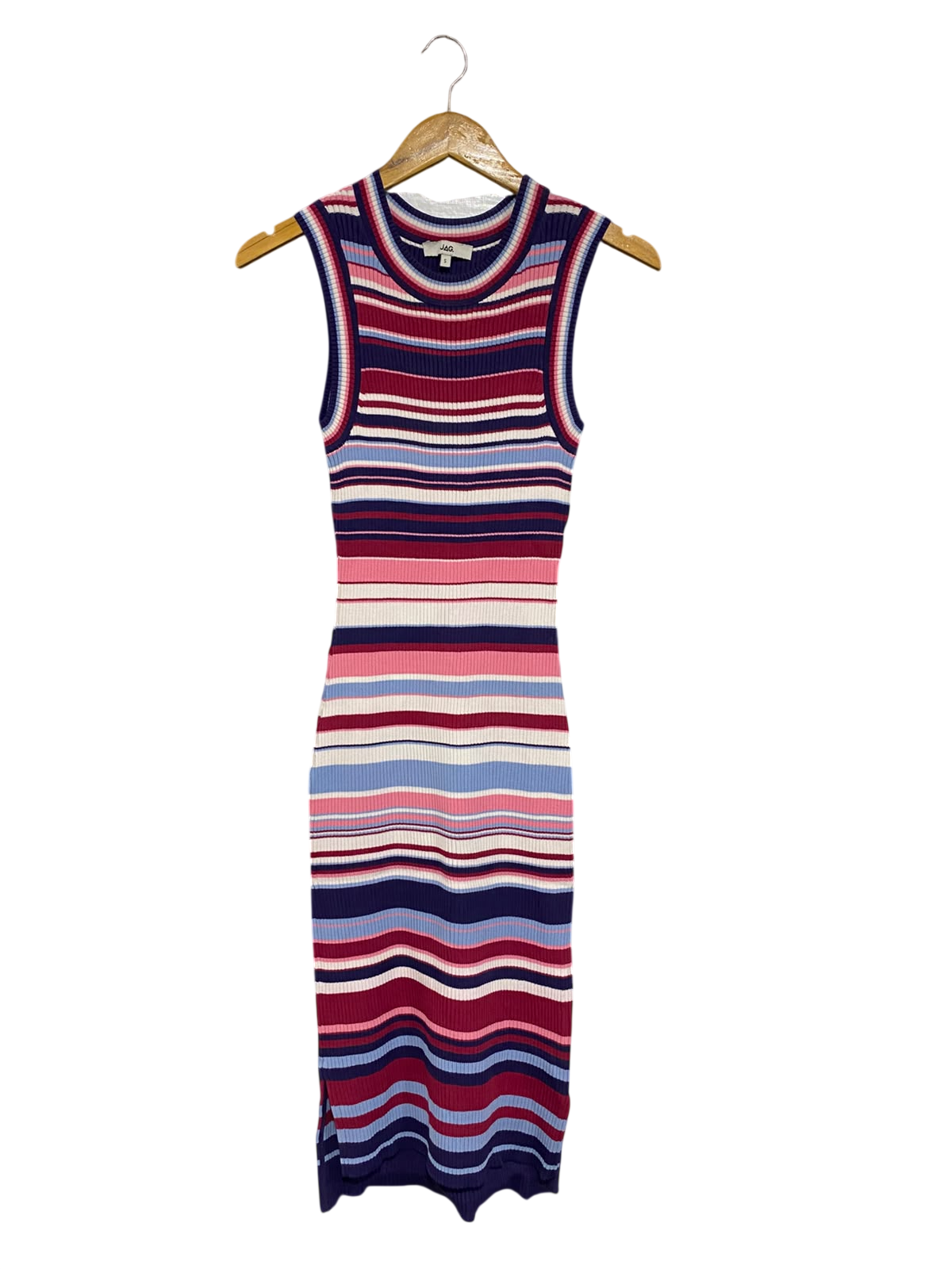 JAG |S| BUST 12| A70| MULTI-STRIPED RIBBED KNIT MIDI DRESS