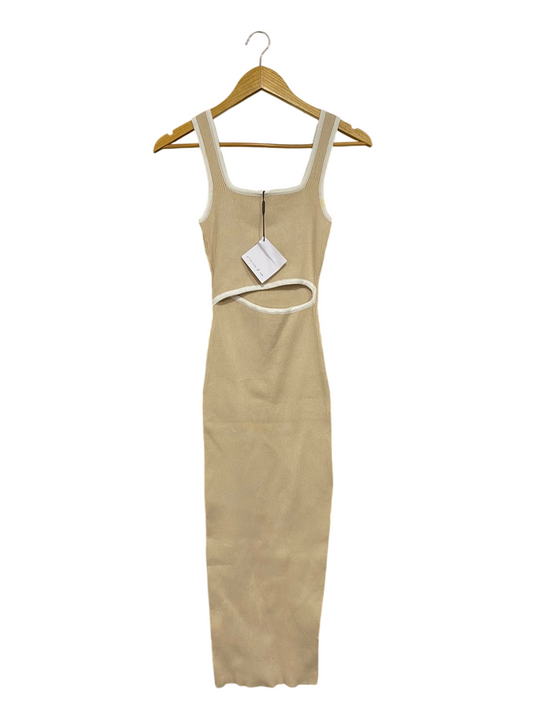 WINNIE & CO. |S/M| BUST 12| A70| BEIGE CUTOUT RIBBED KNIT MIDI DRESS