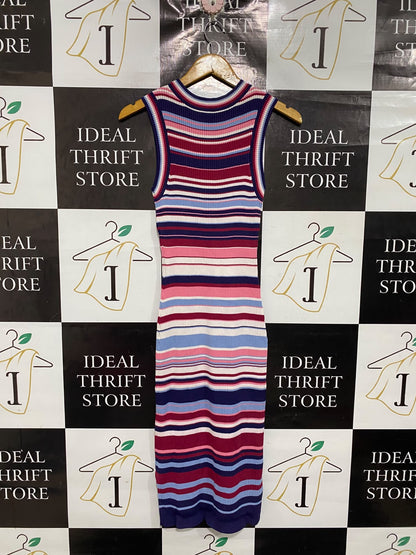 JAG |S| BUST 12| A70| MULTI-STRIPED RIBBED KNIT MIDI DRESS