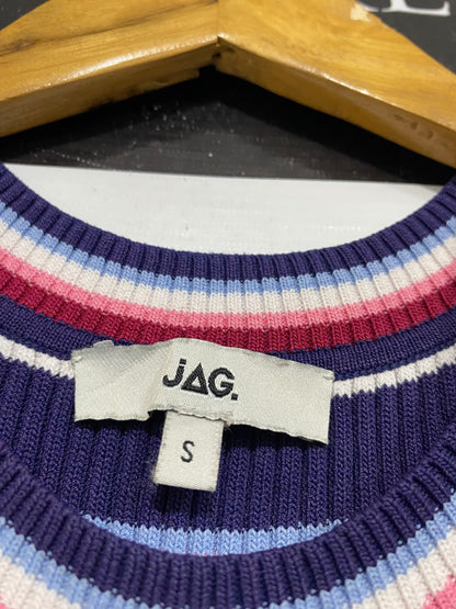 JAG |S| BUST 12| A70| MULTI-STRIPED RIBBED KNIT MIDI DRESS