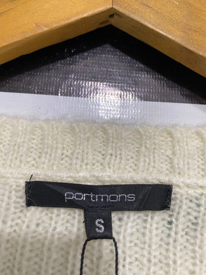 PORTMANS |S| BUST 20| A70|  OFF-WHITE BOBBLE-TEXTURE CREW-NECK SWEATER