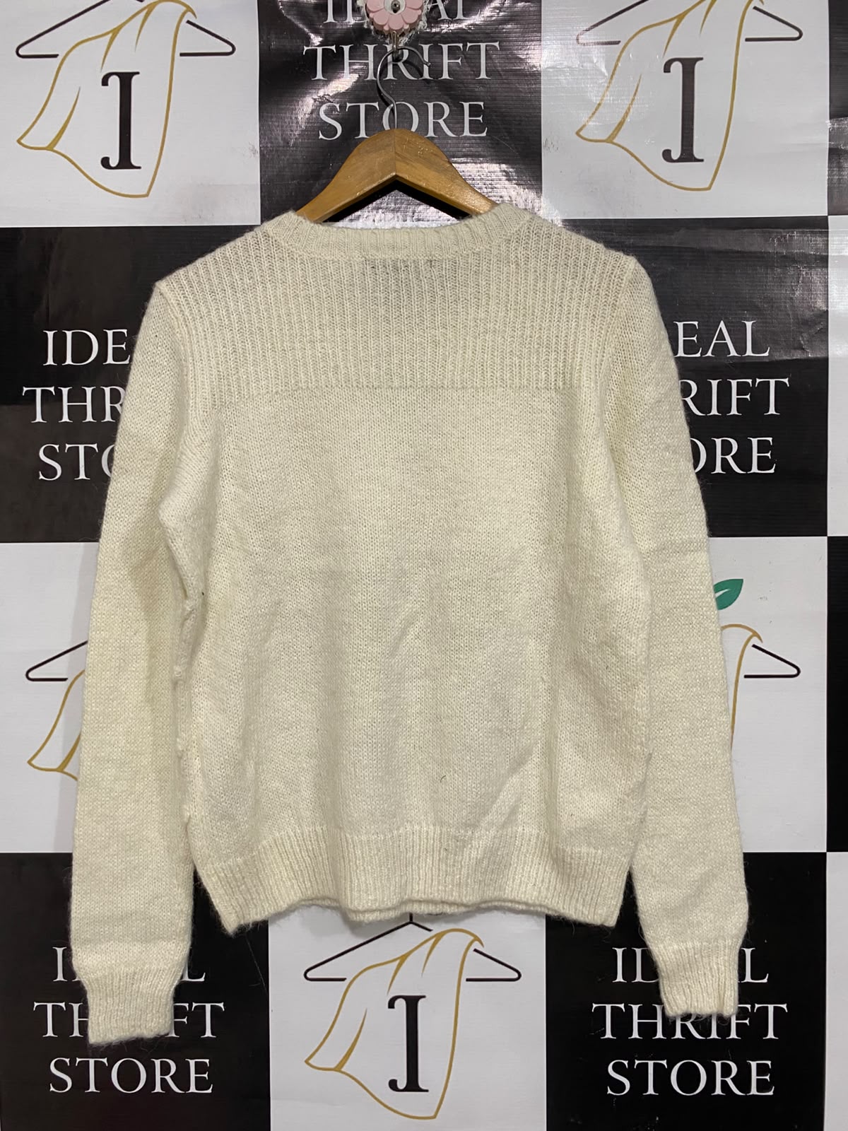 PORTMANS |S| BUST 20| A70|  OFF-WHITE BOBBLE-TEXTURE CREW-NECK SWEATER