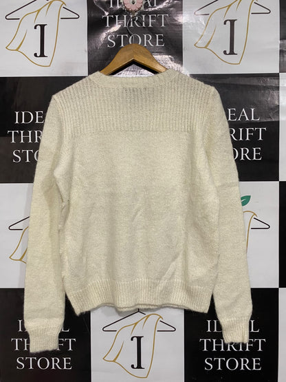 PORTMANS |S| BUST 20| A70|  OFF-WHITE BOBBLE-TEXTURE CREW-NECK SWEATER