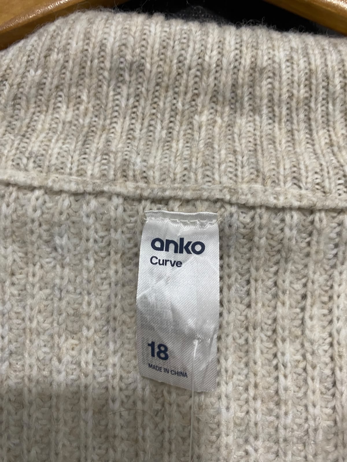 ANKO |XL| BUST 24| A70| BEIGE CABLE-KNIT HALF-ZIP HIGH-NECK SWEATER