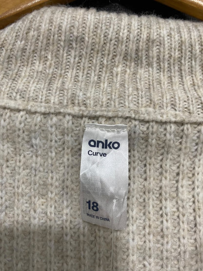 ANKO |XL| BUST 24| A70| BEIGE CABLE-KNIT HALF-ZIP HIGH-NECK SWEATER