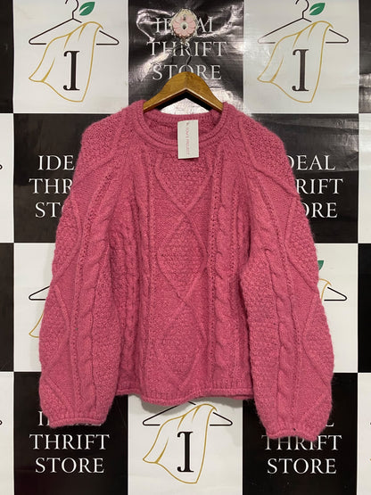 TOM'S PROJECT |M| BUST 23| A70|  PINK CHUNKY CABLE-KNIT SWEATER