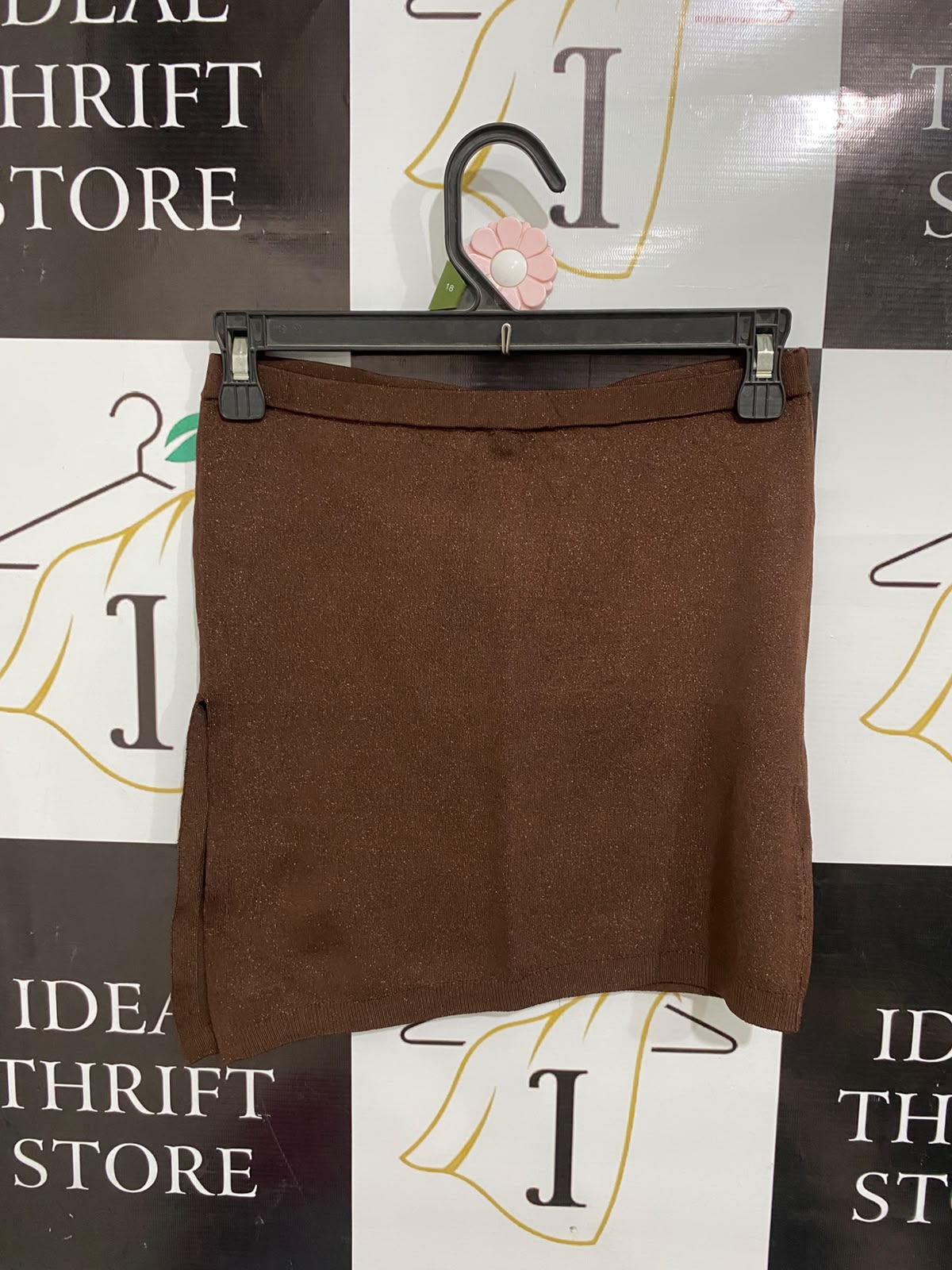 KOOKAÏ |S| WAIST 26| A70|  BROWN SHIMMER KNIT MINI SKIRT