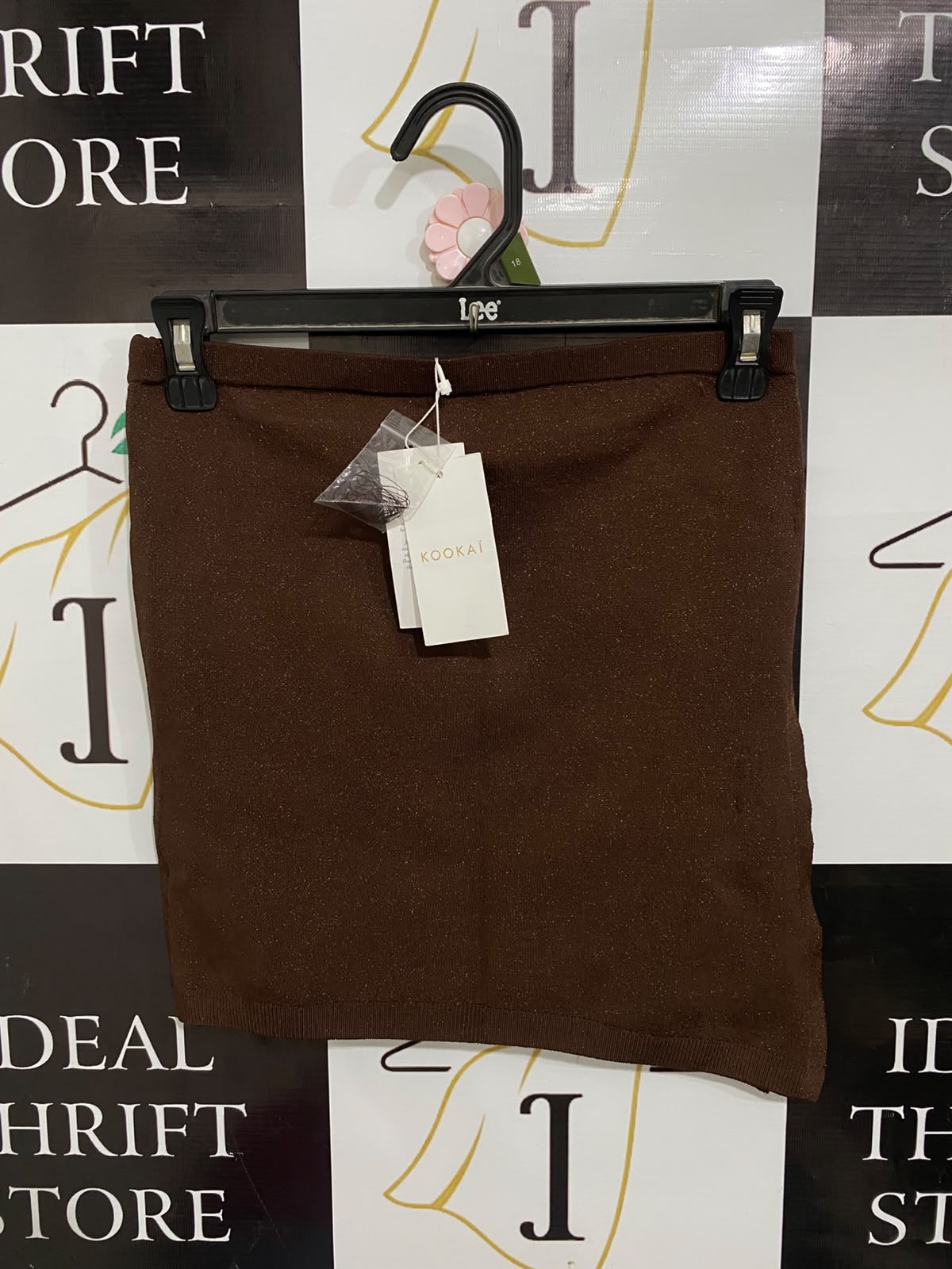 KOOKAÏ |S| WAIST 26| A70|  BROWN SHIMMER KNIT MINI SKIRT