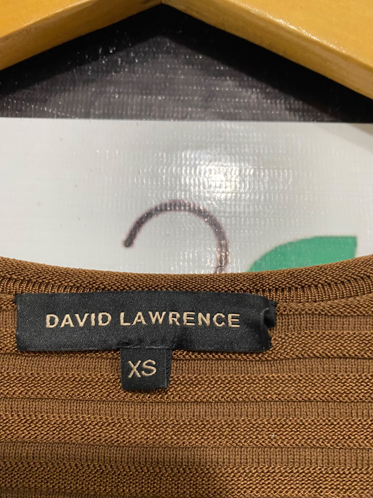 DAVID LAWRENCE |XS| BUST 17| A70|  BROWN RIBBED LONG-SLEEVE KNIT TOP