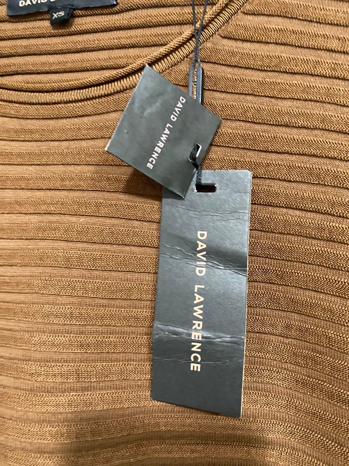 DAVID LAWRENCE |XS| BUST 17| A70|  BROWN RIBBED LONG-SLEEVE KNIT TOP