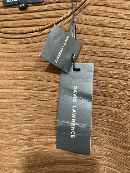 DAVID LAWRENCE |XS| BUST 17| A70|  BROWN RIBBED LONG-SLEEVE KNIT TOP