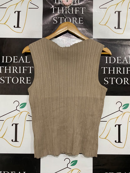PREVIEW |XL| BUST 16| A70| BEIGE RIBBED SLEEVELESS KNIT TOP
