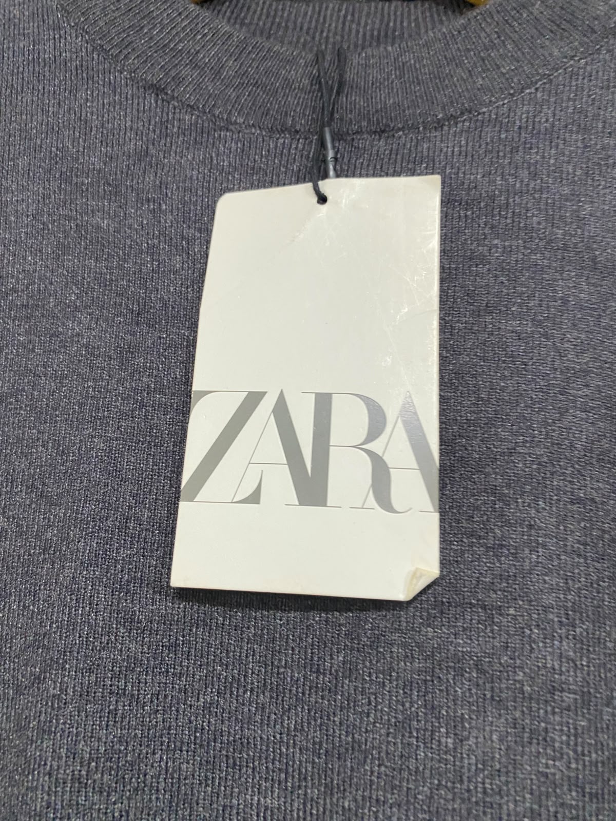 ZARA |S| BUST 15| A70| CHARCOAL GREY MOCK-NECK 3/4 SLEEVE KNIT TOP