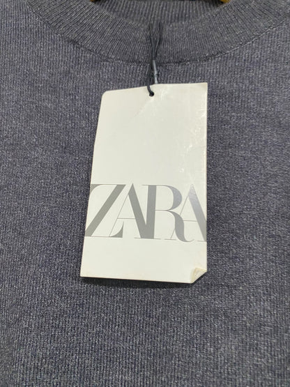 ZARA |S| BUST 15| A70| CHARCOAL GREY MOCK-NECK 3/4 SLEEVE KNIT TOP