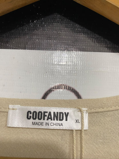 COOFANDY |XL| A70| ASSEMBLY BEIGE LINEN V-NECK TOP & WIDE-LEG TROUSERS CO-ORD SET