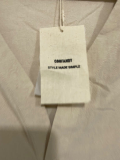 COOFANDY |XL| A70| ASSEMBLY BEIGE LINEN V-NECK TOP & WIDE-LEG TROUSERS CO-ORD SET
