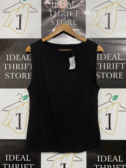 TARGET WOMAN |M| BUST 17| A70| BLACK BOAT-NECK RIBBED SLEEVELESS TANK TOP