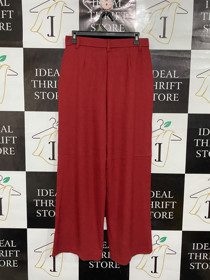 ESMARA |L| WAIST 30| A70|  RUST RED HIGH-WAISTED WIDE-LEG TAILORED TROUSERS