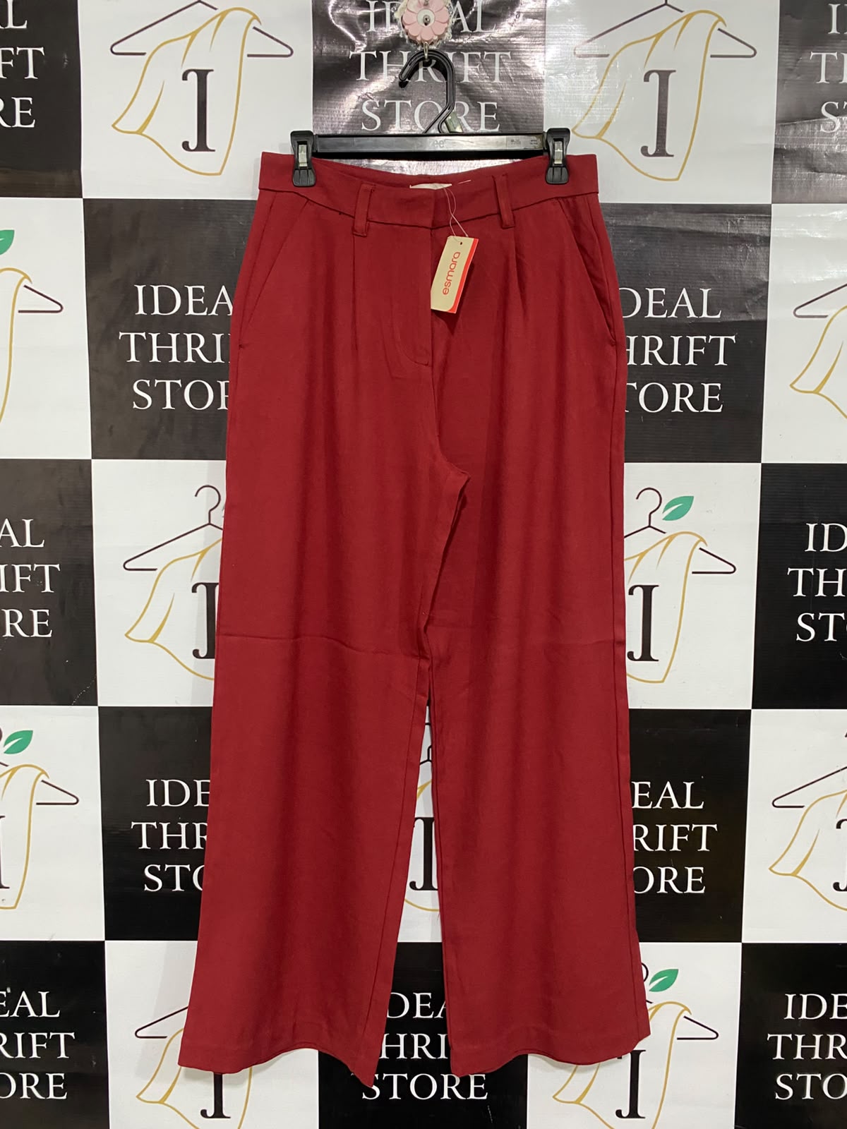 ESMARA |L| WAIST 30| A70|  RUST RED HIGH-WAISTED WIDE-LEG TAILORED TROUSERS