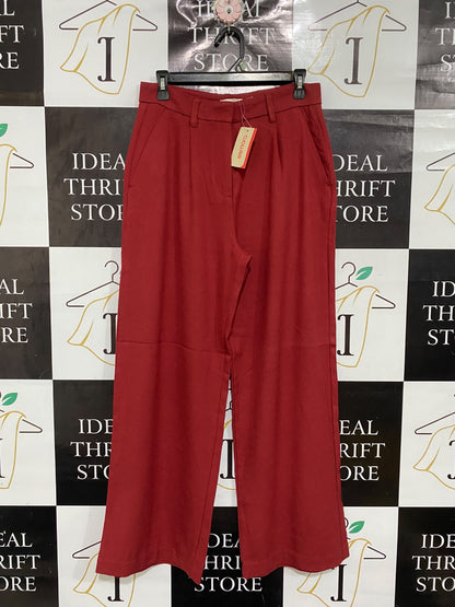 ESMARA |L| WAIST 30| A70|  RUST RED HIGH-WAISTED WIDE-LEG TAILORED TROUSERS