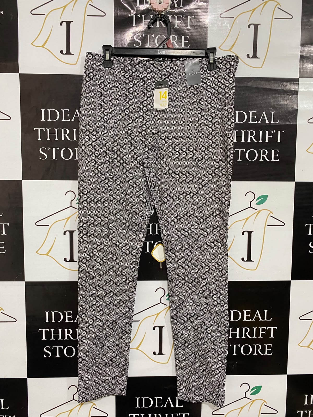 PRIMARK |L| WAIST 32 | A70| BLACK & WHITE PATTERNED TAILORED TROUSERS