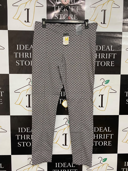 PRIMARK |L| WAIST 32 | A70| BLACK & WHITE PATTERNED TAILORED TROUSERS