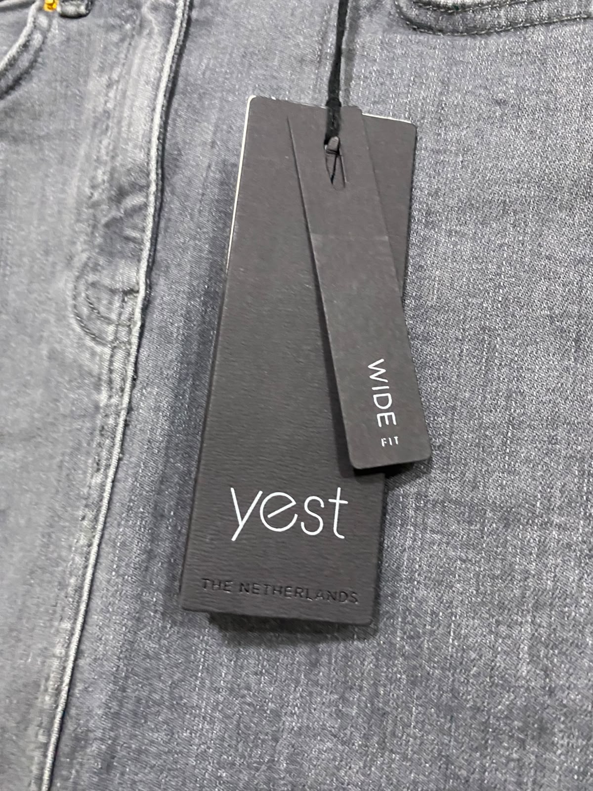YEST |S| WAIST 26| A70| GREY DENIM HIGH-WAISTED MIDI SKIRT