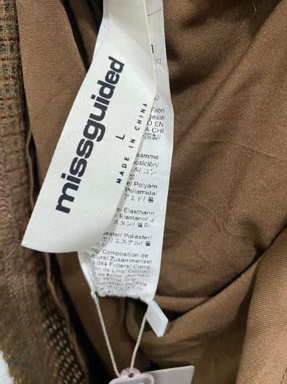 MISSGUIDED |L| BUST 17| A70| BROWN STRAPLESS DRAPED WAIST MIDI DRESS