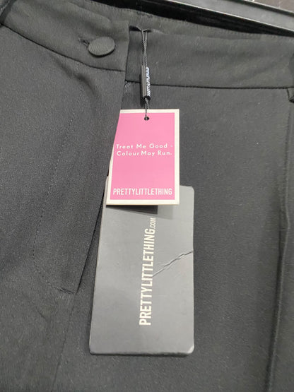 PRETTYLITTLETHING |XL |WAIST 36 | A70|  BLACK TAILORED WIDE-LEG TROUSERS