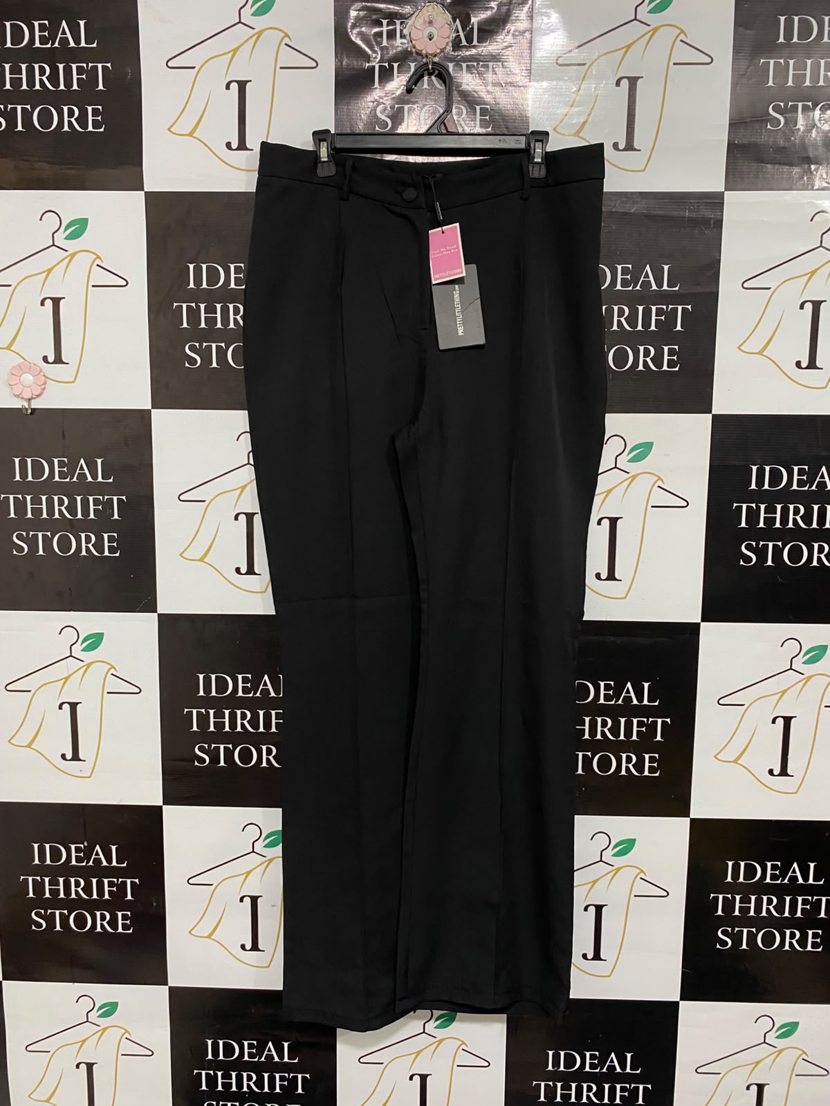 PRETTYLITTLETHING |XL |WAIST 36 | A70|  BLACK TAILORED WIDE-LEG TROUSERS