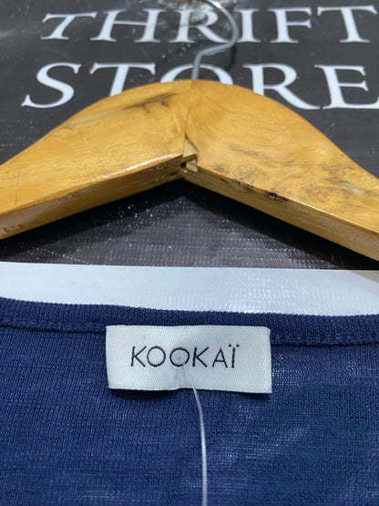 KOOKAI |S | BUST 14 | A70|  NAVY BLUE LONG-SLEEVE RIBBED MIDI DRESS