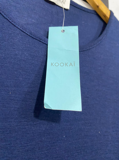 KOOKAI |S | BUST 14 | A70|  NAVY BLUE LONG-SLEEVE RIBBED MIDI DRESS