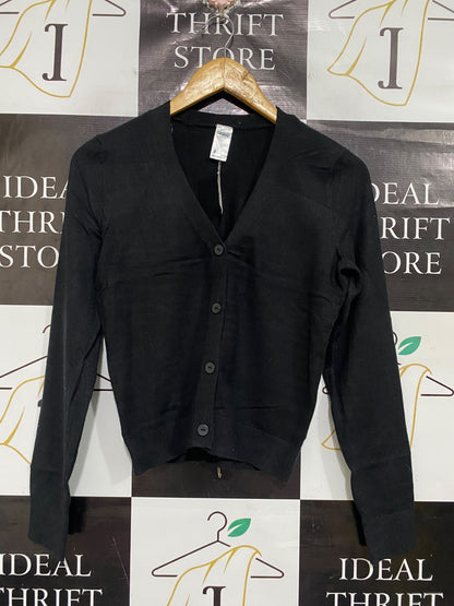 ANKO  |S | BUST 17 | A70| BLACK V-NECK BUTTON-DOWN KNIT CARDIGAN