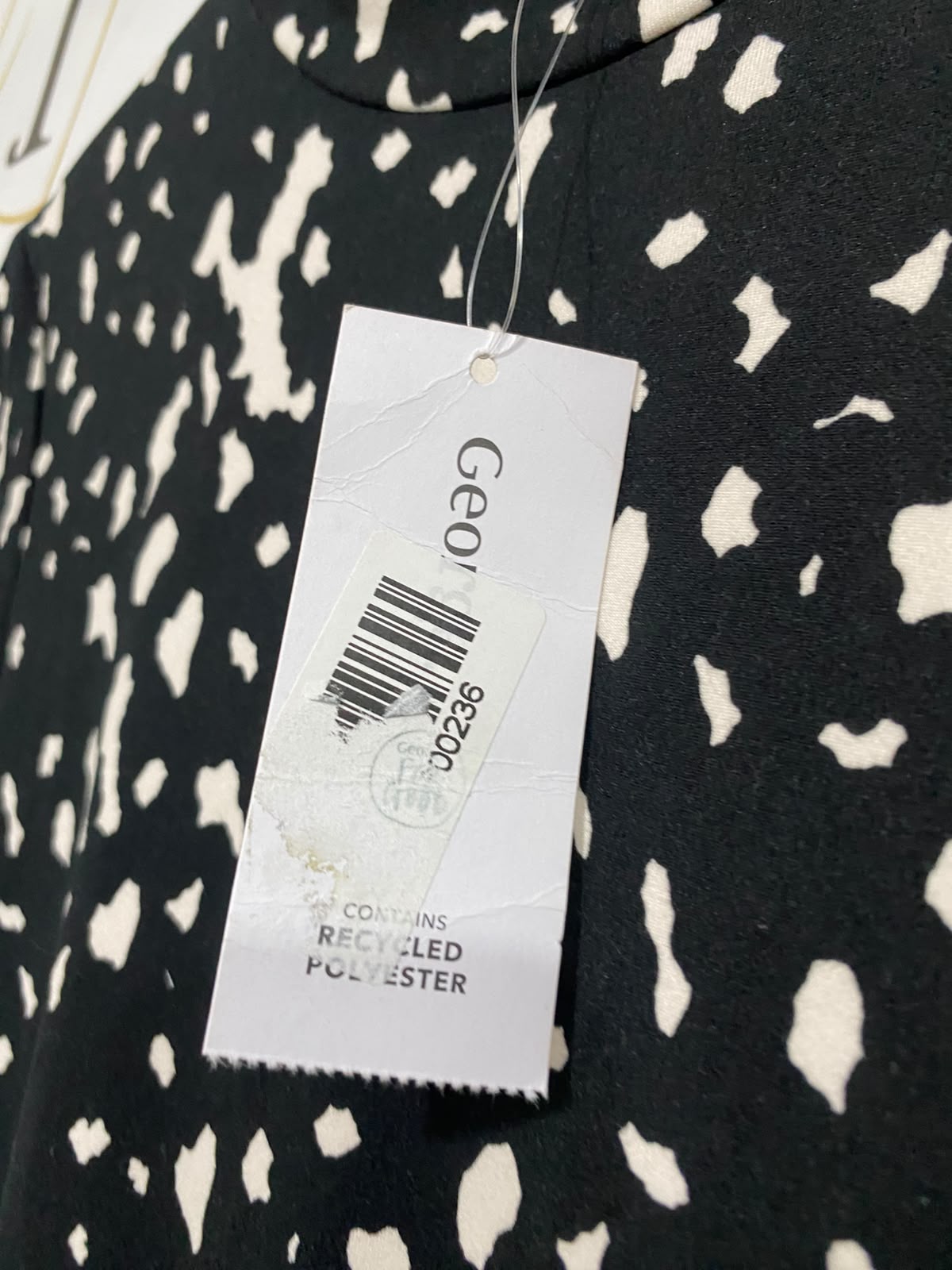 GEORGE |M| BUST 18 | A70|  BLACK & WHITE PRINTED HIGH-NECK MIDI DRESS