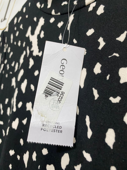 GEORGE |M| BUST 18 | A70|  BLACK & WHITE PRINTED HIGH-NECK MIDI DRESS