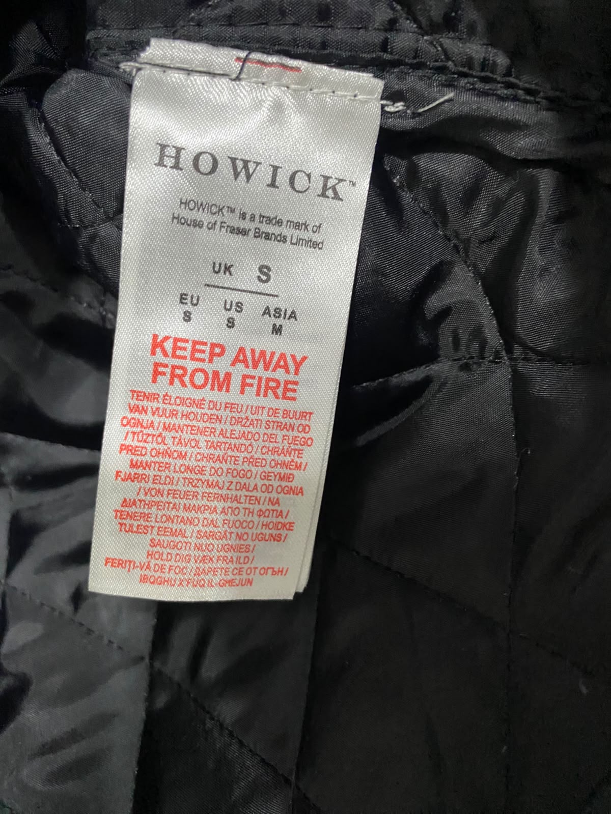 HOWICK  | M| BUST 19 | A70| BLACK QUILTED STAND-COLLAR WINTER JACKET