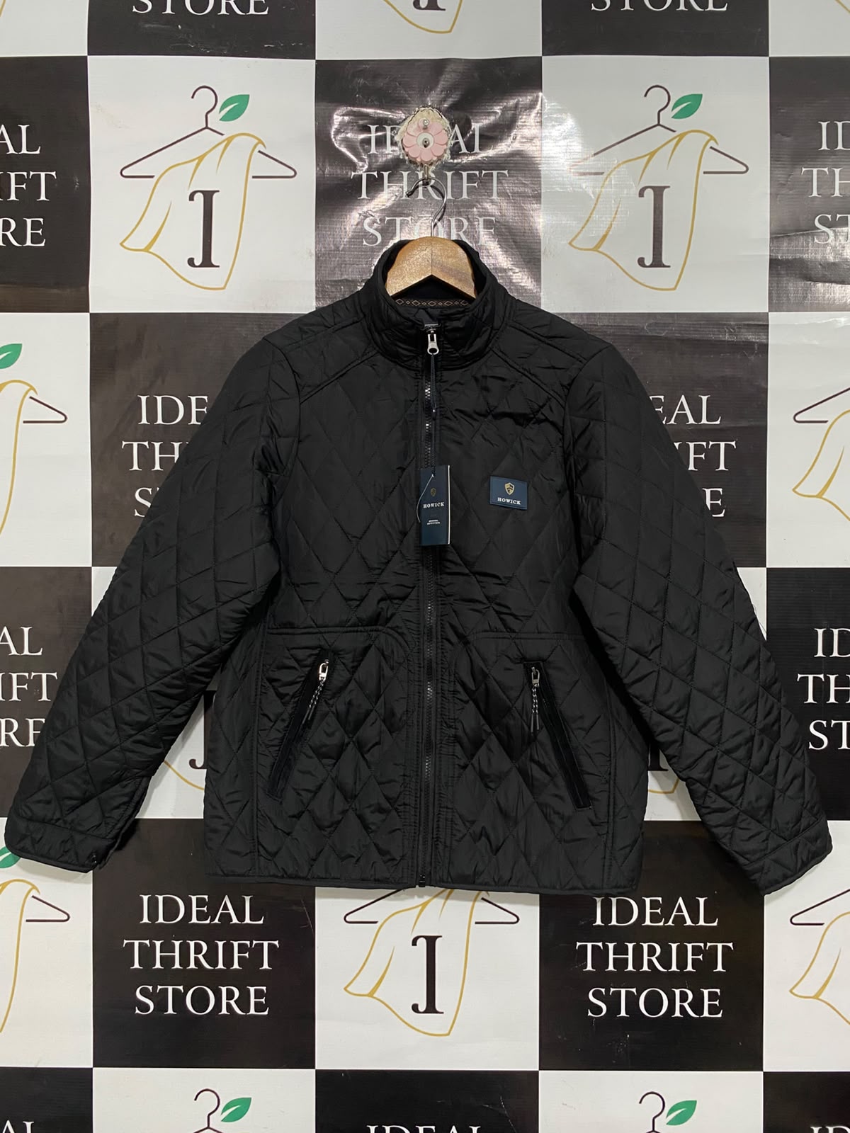 HOWICK  | M| BUST 19 | A70| BLACK QUILTED STAND-COLLAR WINTER JACKET