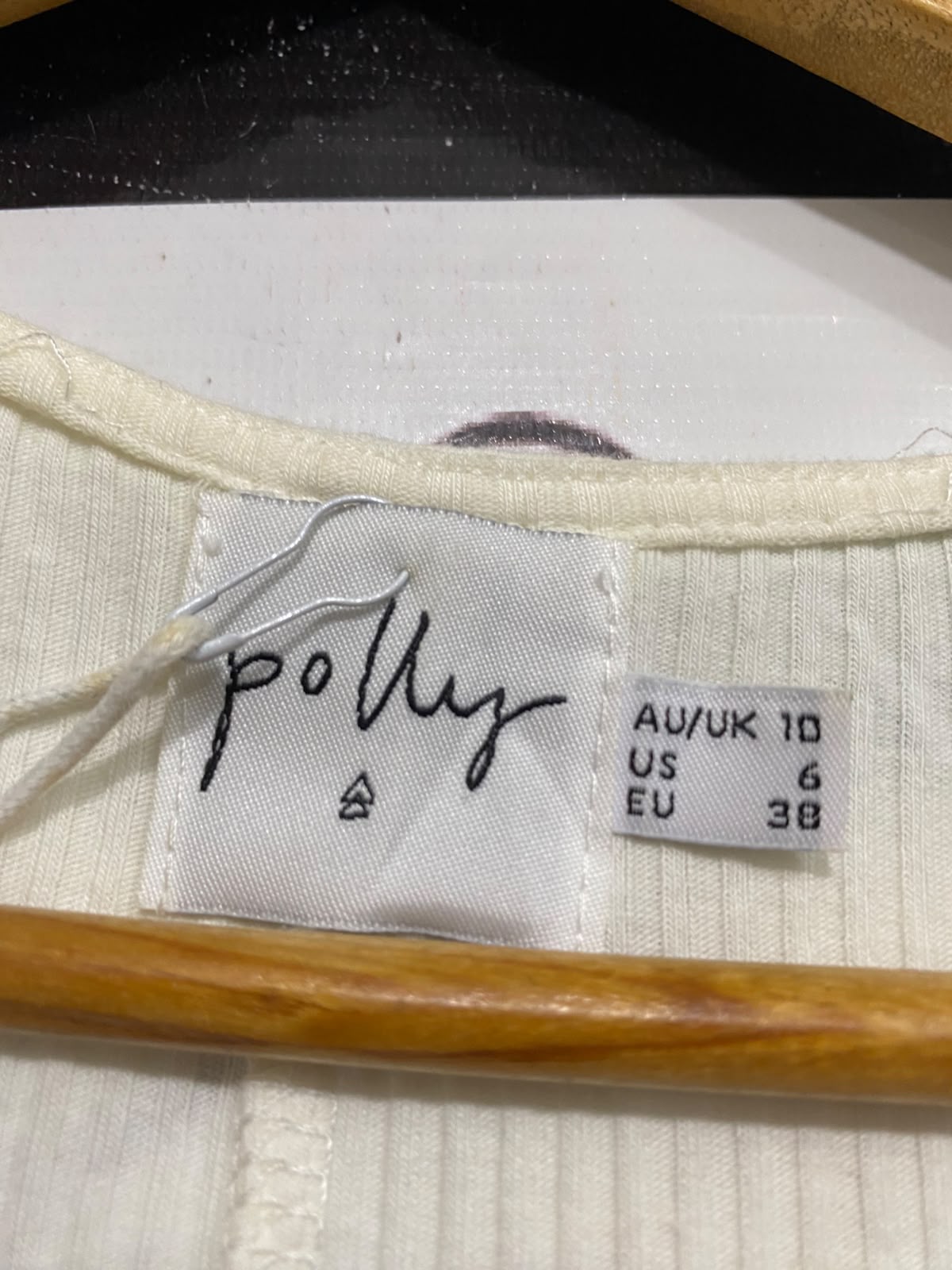 PRINCESS POLLY  |S | BUST 16 | A70| CREAM RIBBED BUSTIER-STYLING BODYSUIT