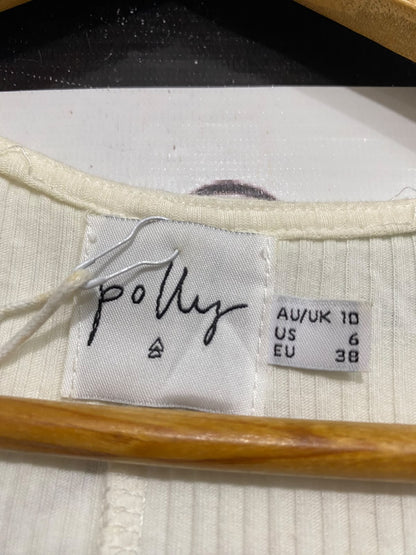 PRINCESS POLLY  |S | BUST 16 | A70| CREAM RIBBED BUSTIER-STYLING BODYSUIT